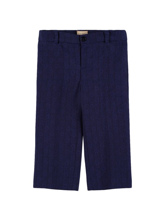 Gucci: GG Dots flannel wool pants - Cold Night Blue - kids-boys_0 | Luisa Via Roma