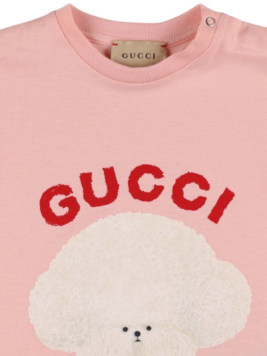 Gucci: Gucci logo cotton t-shirt - Smooth Pink - kids-girls_1 | Luisa Via Roma