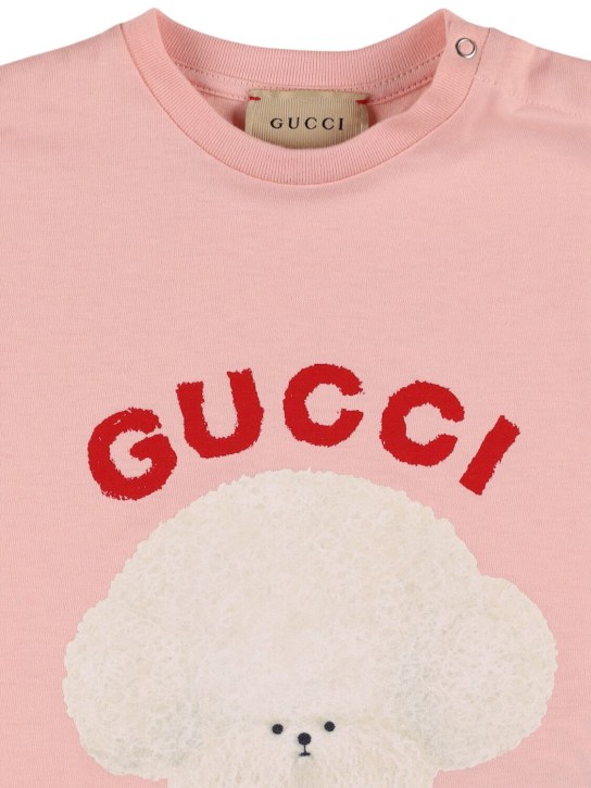 Gucci: T-shirt in cotone con logo Gucci - Smooth Pink - kids-girls_1 | Luisa Via Roma