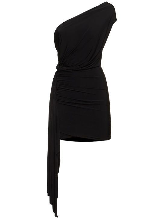 Balenciaga: Twisted stretch mesh mini dress - ブラック - women_0 | Luisa Via Roma