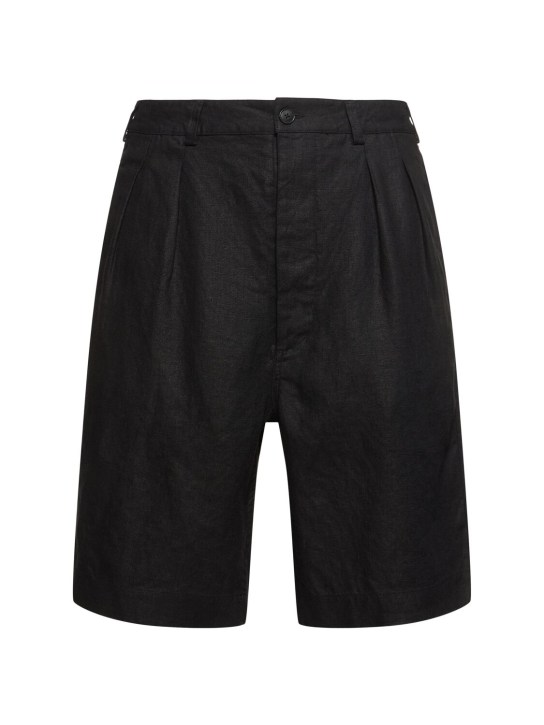 SUNFLOWER: Shorts aus Leinen mit Plissees - Schwarz - men_0 | Luisa Via Roma