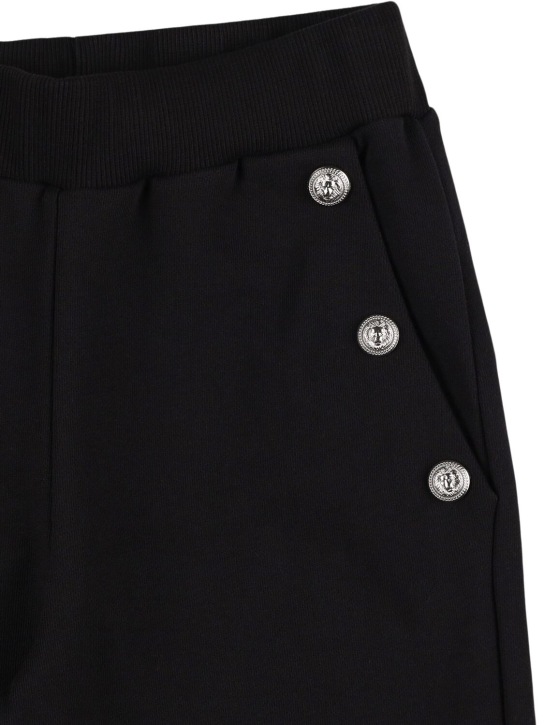 Balmain: Cotton sweatpants w/ buttons - Black - kids-girls_1 | Luisa Via Roma