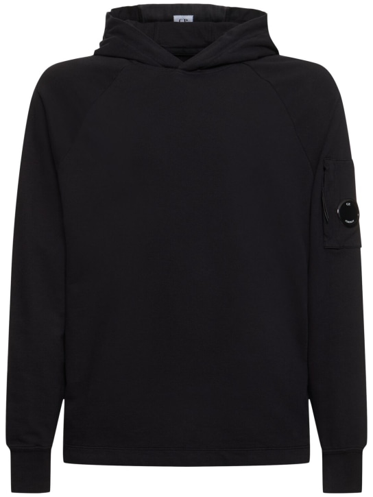 C.P. Company: Light fleece cotton hoodie - Black - men_0 | Luisa Via Roma