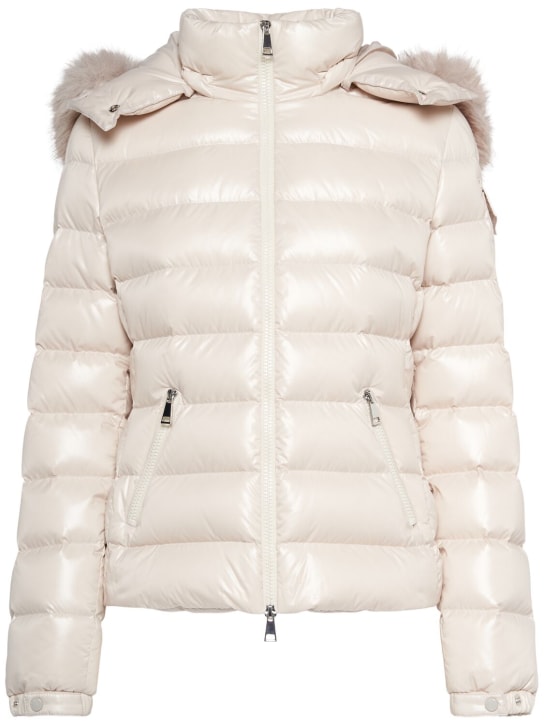 Moncler: Badyf nylon down jacket - 象牙色 - women_0 | Luisa Via Roma