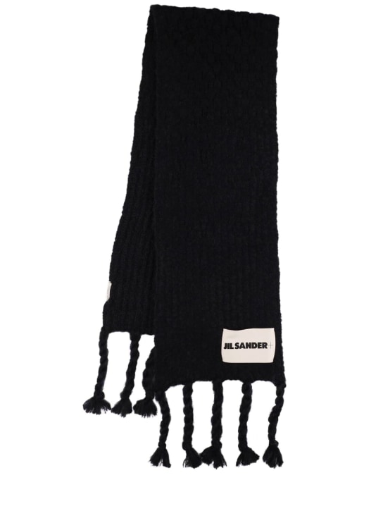 Jil Sander: Mohair blend knit scarf - Black - women_0 | Luisa Via Roma