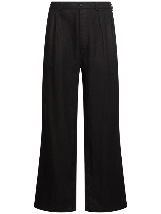 SUNFLOWER: Pleated linen pants - Black - men_0 | Luisa Via Roma