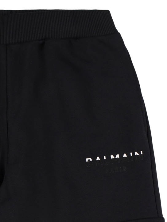 Balmain: Pantalones deportivos cargo de algodón - Negro - kids-boys_1 | Luisa Via Roma