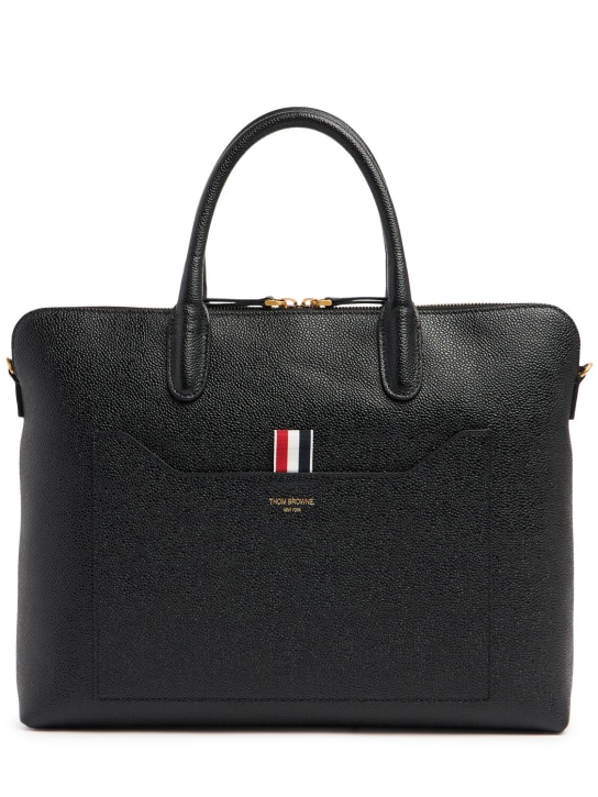 Thom Browne: Grained leather briefcase - men_0 | Luisa Via Roma
