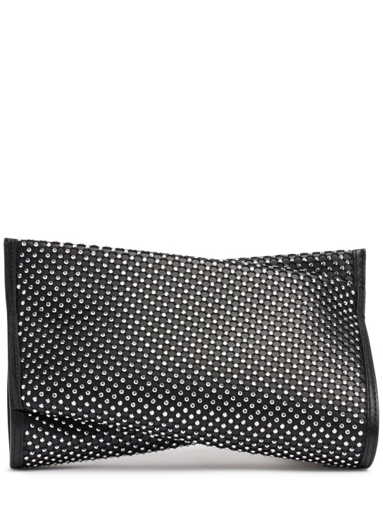 Christian Louboutin: Small Loubitwist leather clutch - Black/Silver - women_0 | Luisa Via Roma