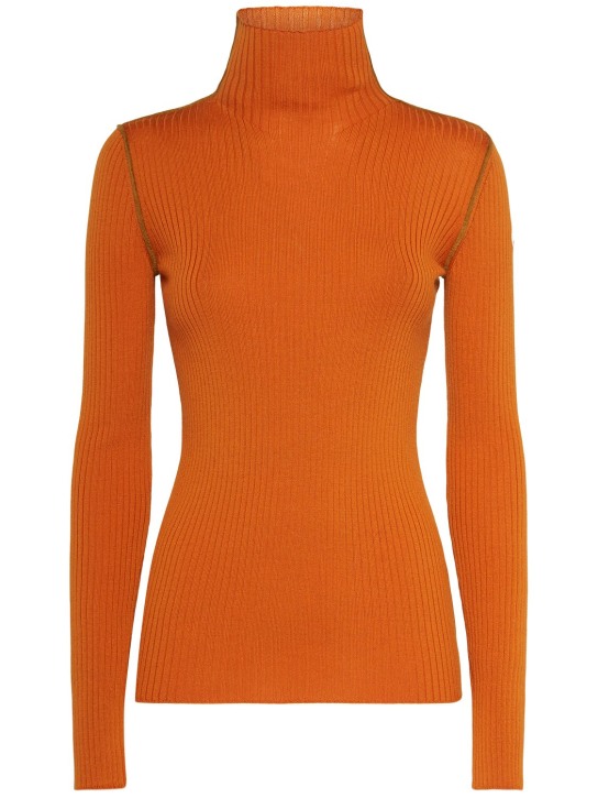 Moncler: Cuello vuelto de lana - Naranja - women_0 | Luisa Via Roma