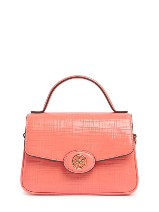 Tory Burch: Small Robinson crosshatched leather bag - Coral Crush - women_0 | Luisa Via Roma