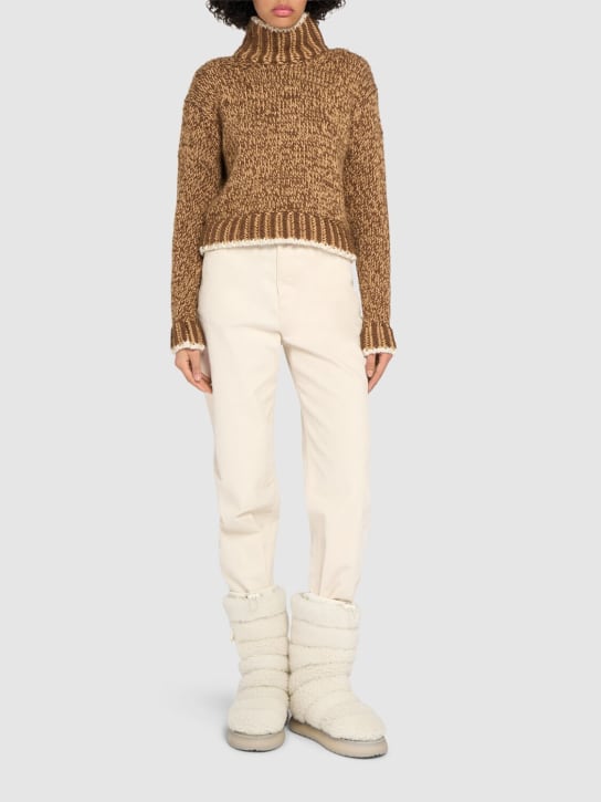 Moncler: Virgin wool blend turtleneck sweater - Brown - women_1 | Luisa Via Roma