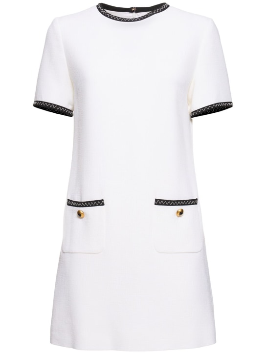 Moschino: Stretch viscose crepe s/s mini dress - White - women_0 | Luisa Via Roma