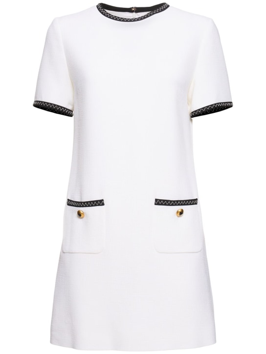 Moschino: Vestido corto de crepé de viscosa - Blanco - women_0 | Luisa Via Roma