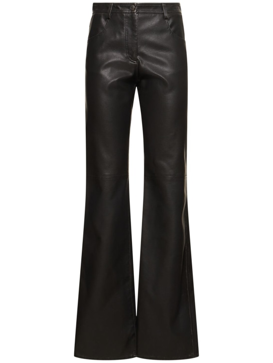 MSGM: Faux leather flared pants - Black - women_0 | Luisa Via Roma