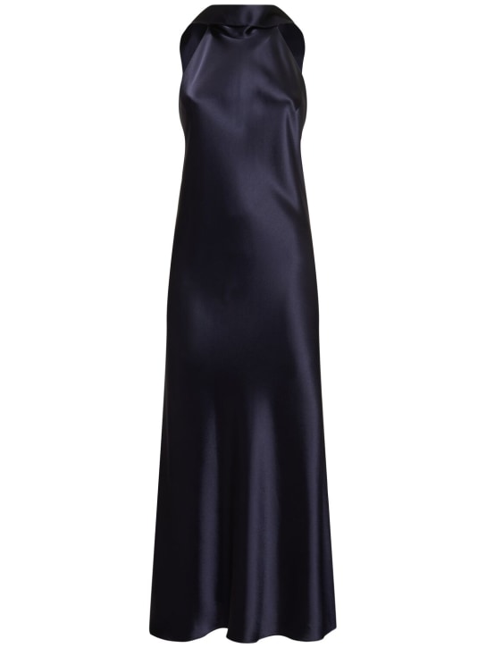 Galvan: Sienna midi halter dress - Dark Blue - women_0 | Luisa Via Roma