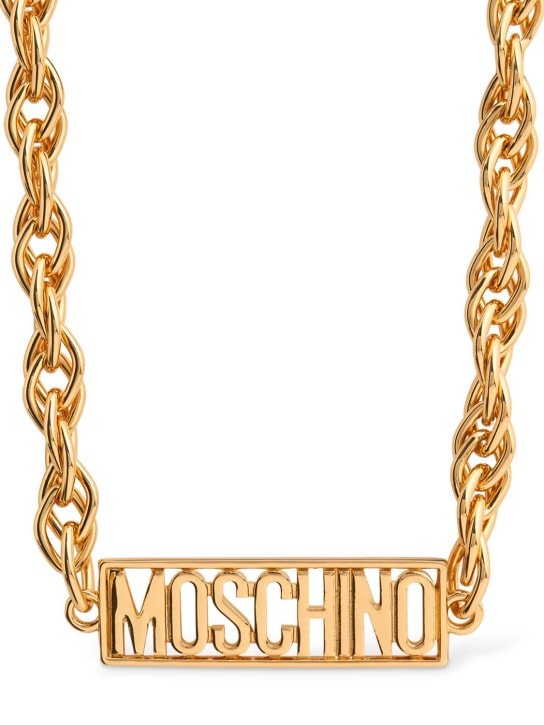 Moschino: Plate logo collar necklace - women_0 | Luisa Via Roma