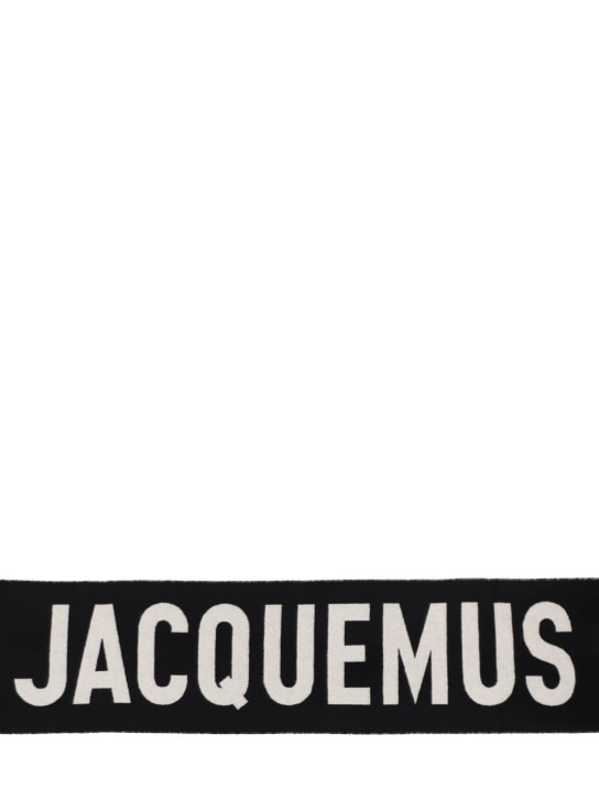 Jacquemus: L'Echarpe logo wool scarf - Black - women_1 | Luisa Via Roma