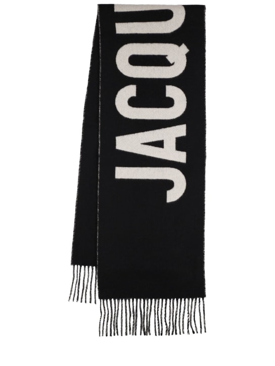 Jacquemus: L'Echarpe logo wool scarf - Black - women_0 | Luisa Via Roma