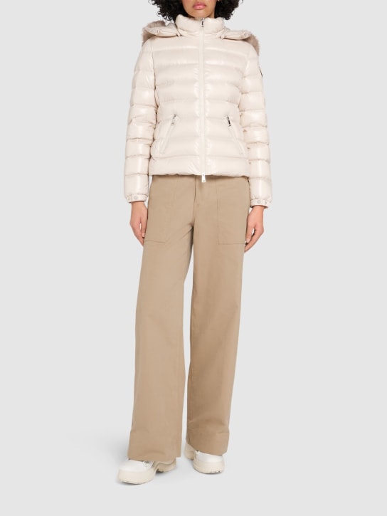 Moncler: Badyf nylon down jacket - Ivory - women_1 | Luisa Via Roma