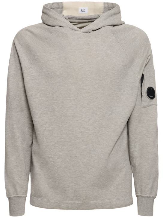 C.P. Company: Light fleece cotton hoodie - Greystone - men_0 | Luisa Via Roma