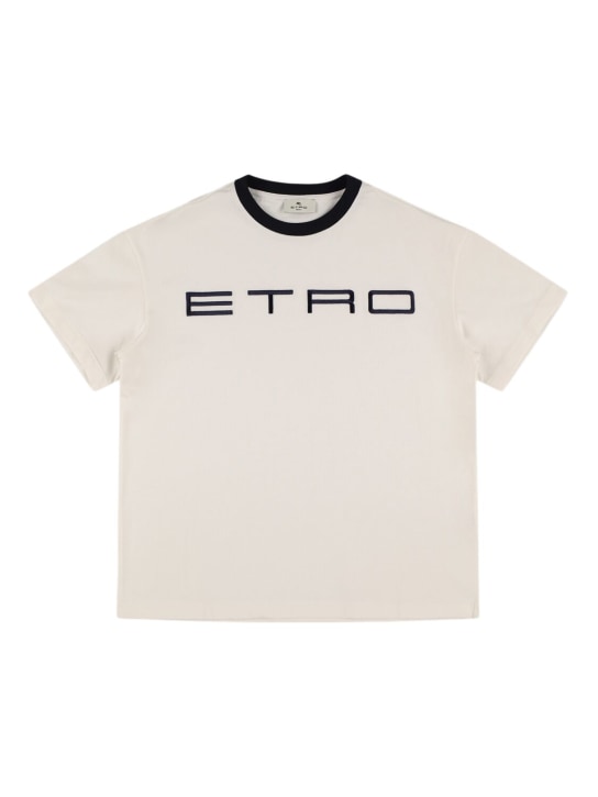 Etro: Embroidered cotton jersey t-shirt - White - kids-boys_0 | Luisa Via Roma