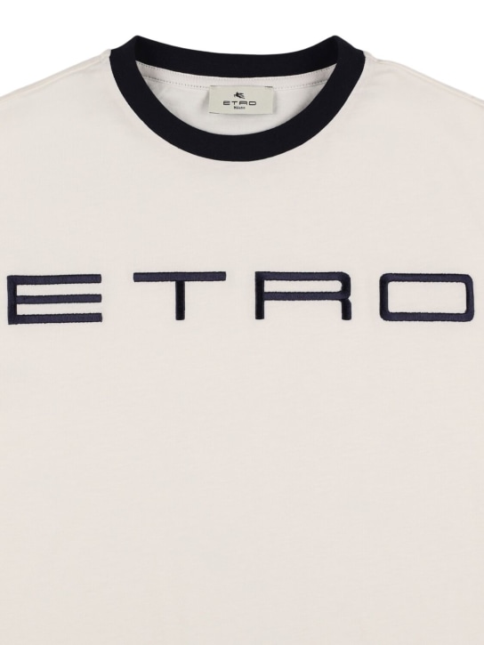 Etro: Embroidered cotton jersey t-shirt - White - kids-boys_1 | Luisa Via Roma