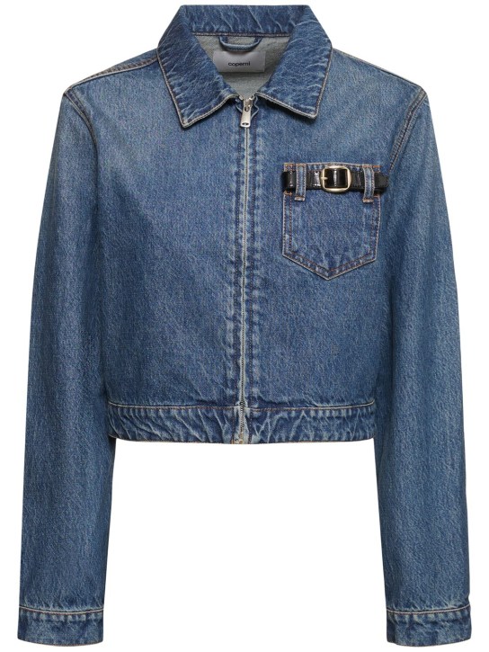Coperni: Cotton denim workwear jacket - Blue Vintage - women_0 | Luisa Via Roma