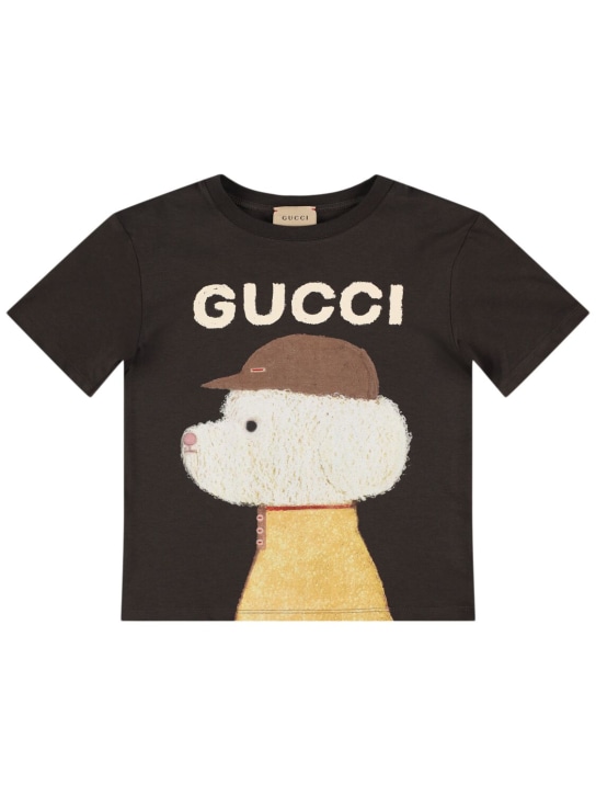 Gucci: T-Shirt aus Baumwolle mit Logo „Gucci“ - kids-girls_0 | Luisa Via Roma