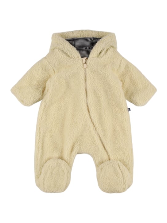 Petit Bateau: Hooded Faux fur teddy romper - Beige - kids-girls_0 | Luisa Via Roma