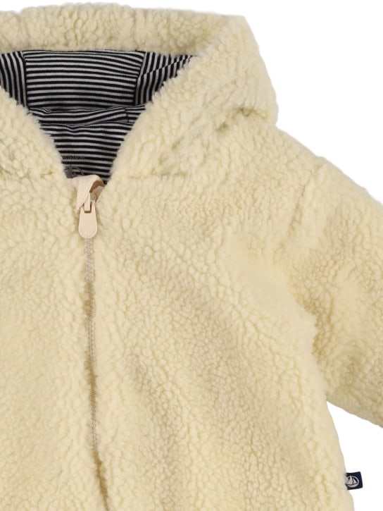 Petit Bateau: Hooded Faux fur teddy romper - Beige - kids-boys_1 | Luisa Via Roma