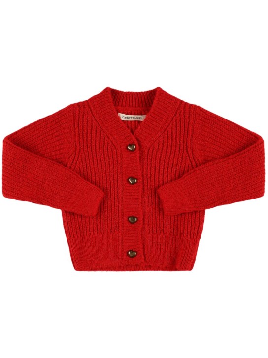 The New Society: Cardigan in maglia di misto lana - Rosso - kids-girls_0 | Luisa Via Roma