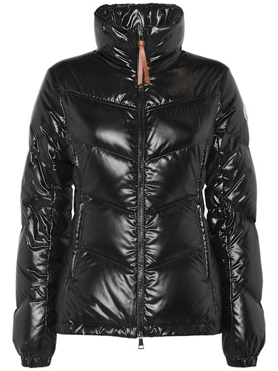 Moncler: Gast nylon laqué down jacket - Black - women_0 | Luisa Via Roma