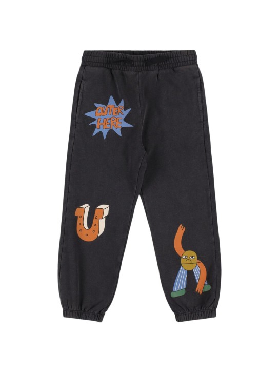 Stella Mccartney Kids: Pantalones deportivos de algodón estampado - Negro - kids-boys_0 | Luisa Via Roma