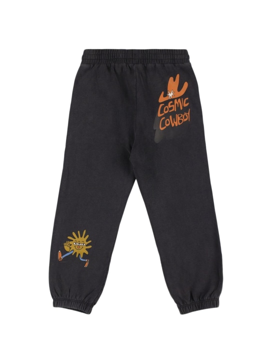 Stella Mccartney Kids: Pantalones deportivos de algodón estampado - Negro - kids-boys_1 | Luisa Via Roma