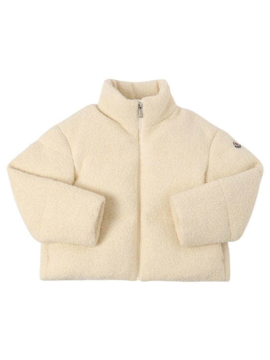 Moncler: Babas virgin wool bouclé down jacket - kids-girls_0 | Luisa Via Roma
