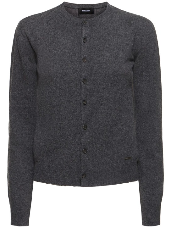 Dsquared2: Virgin wool knit cardigan - Dark Grey - women_0 | Luisa Via Roma