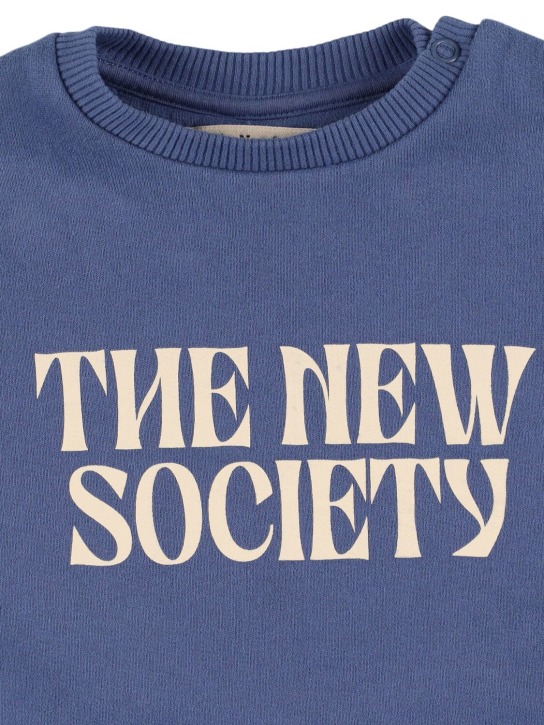 The New Society: Printed cotton crewneck sweatshirt - Blue - kids-boys_1 | Luisa Via Roma