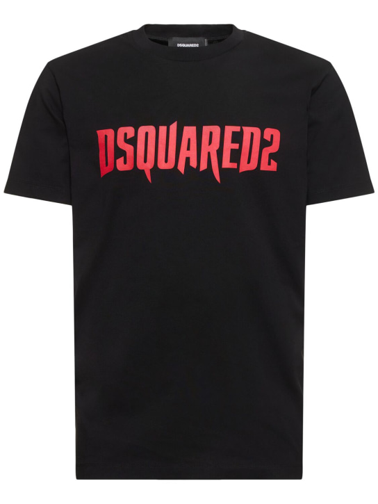 Dsquared2: Cool fit logo t-shirt - Black - men_0 | Luisa Via Roma