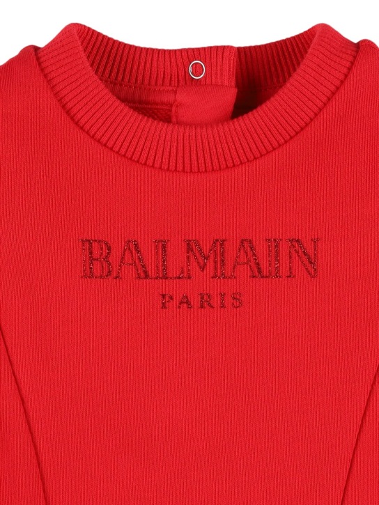 Balmain: Cotton sweat dress & diaper cover - Red - kids-girls_1 | Luisa Via Roma