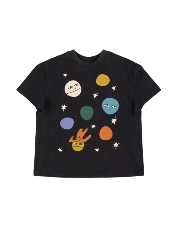 Stella Mccartney Kids: 印花棉质平纹针织T恤 - 黑色 - kids-boys_0 | Luisa Via Roma