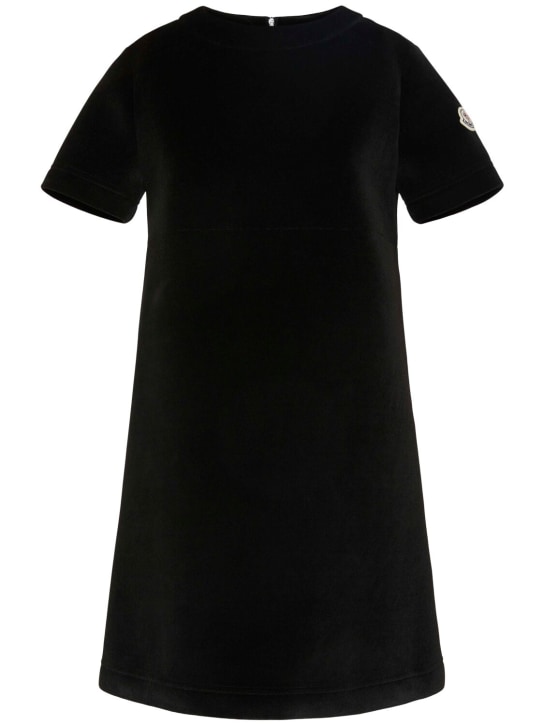 Moncler: Neoprene viscose blend midi dress - Black - women_0 | Luisa Via Roma