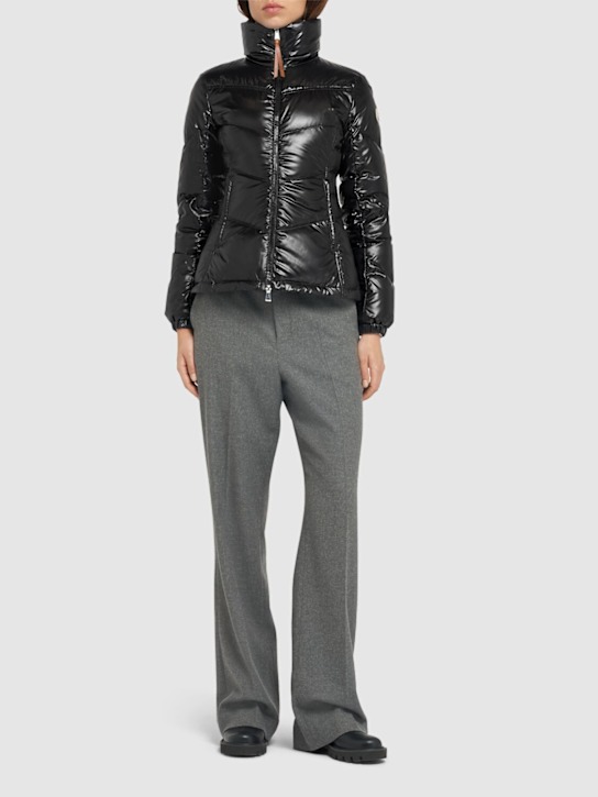 Moncler: Gast nylon laqué down jacket - Black - women_1 | Luisa Via Roma