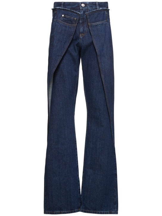 BETTTER: Wrap deconstructed straight jeans - Navy - women_0 | Luisa Via Roma