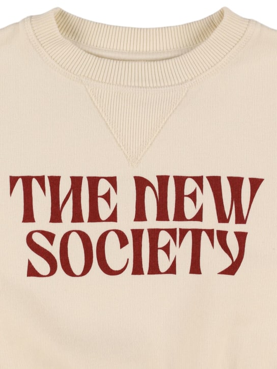 The New Society: Printed cotton crewneck sweatshirt - Off-White - kids-boys_1 | Luisa Via Roma