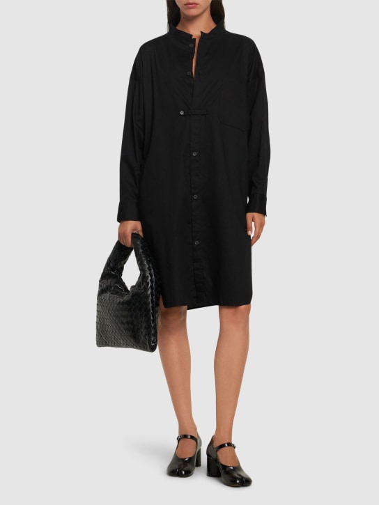 Yohji Yamamoto: Robe chemise courte en sergé de coton - Noir - women_1 | Luisa Via Roma