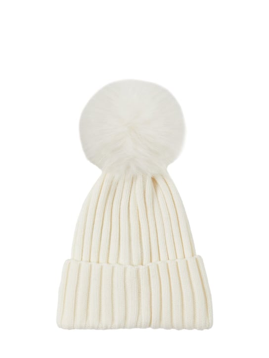 Moncler: 绒球装饰初剪羊毛便帽 - women_3 | Luisa Via Roma
