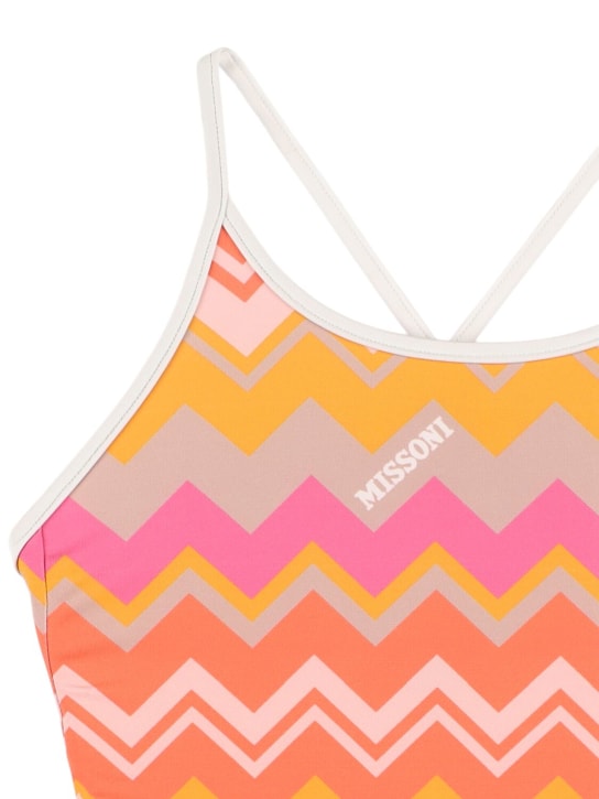 Missoni: Zig Zag print Lycra one piece swimsuit - Fuchsia/Multi - kids-girls_1 | Luisa Via Roma