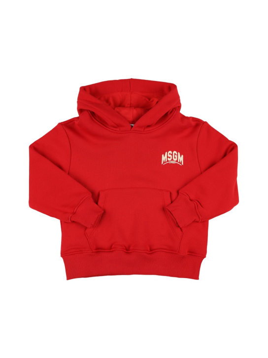 MSGM: Printed cotton sweatshirt hoodie - Red - kids-boys_0 | Luisa Via Roma