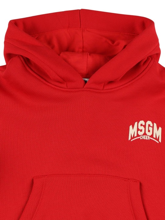 MSGM: Printed cotton sweatshirt hoodie - Red - kids-boys_1 | Luisa Via Roma